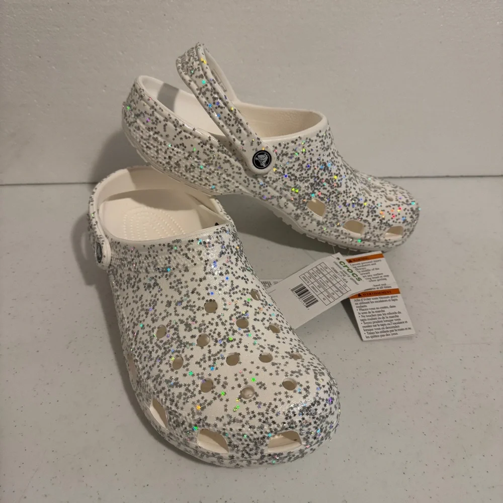 Crocs Classic Starry Glitter Clog Unisex Size Women's 12 Men's 11 Casual Beach - Picture 1 of 9